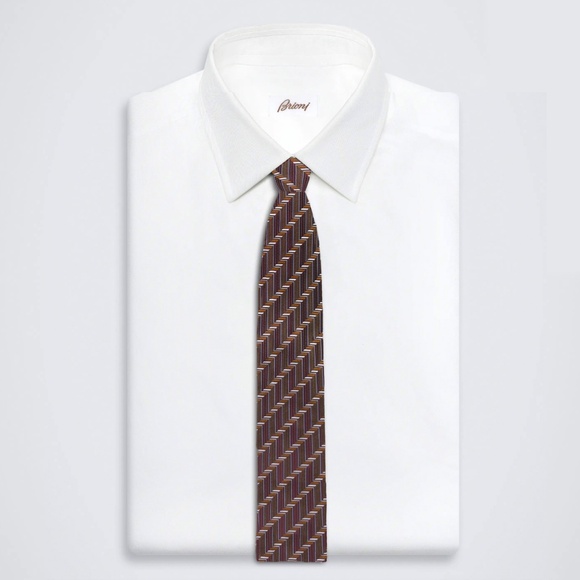 BRIONI Silk Dégradé Tie in Purple/Brown Made in Italy - Picture 4 of 4